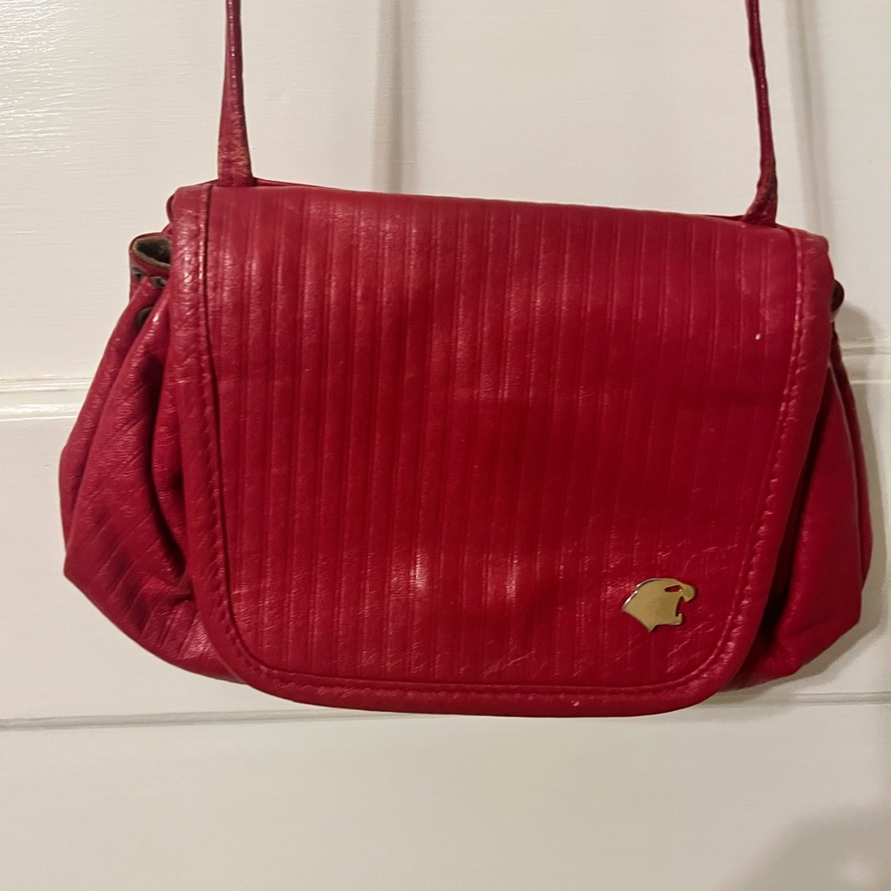 Bagheera Red Leather Shoulder Bag